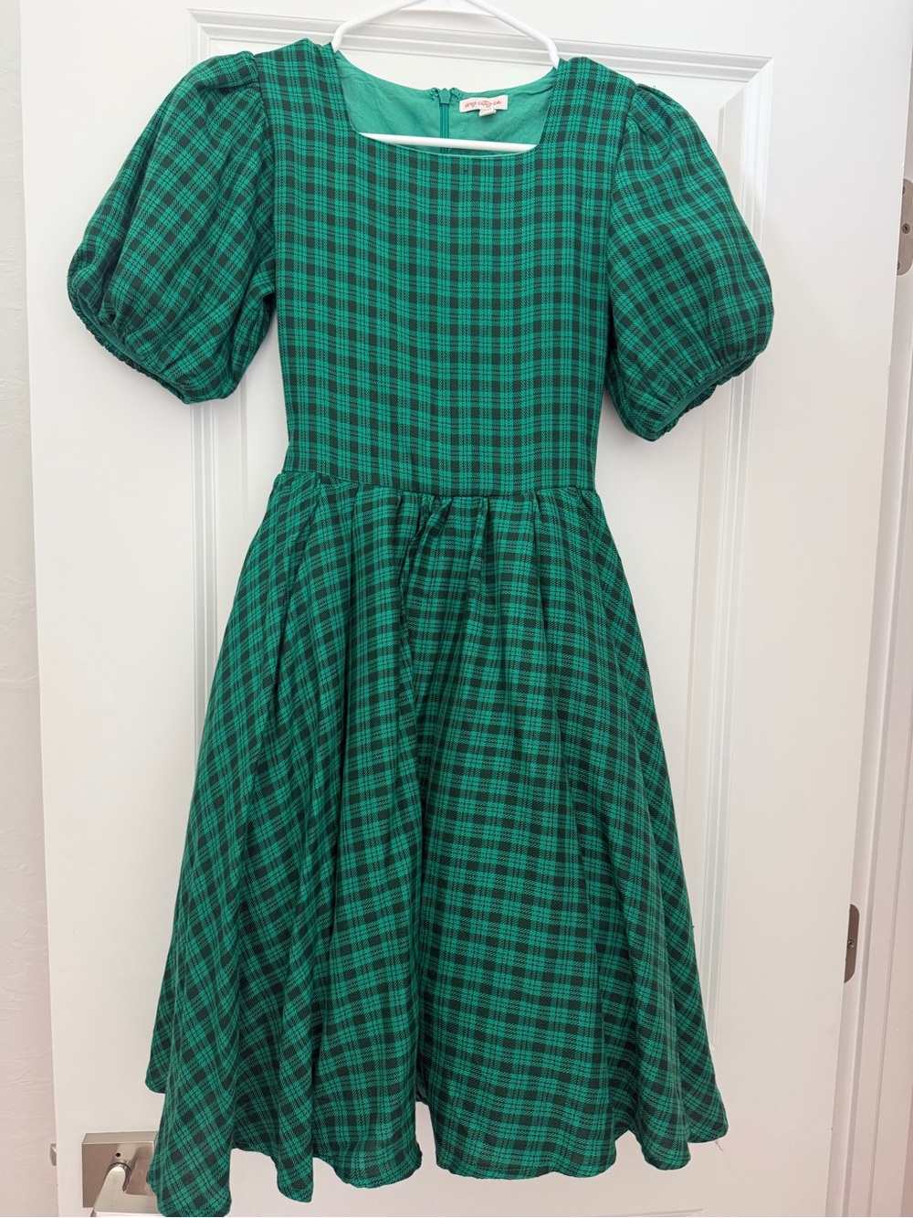Ivy City Co Green and Black Plaid Cupcake Dress